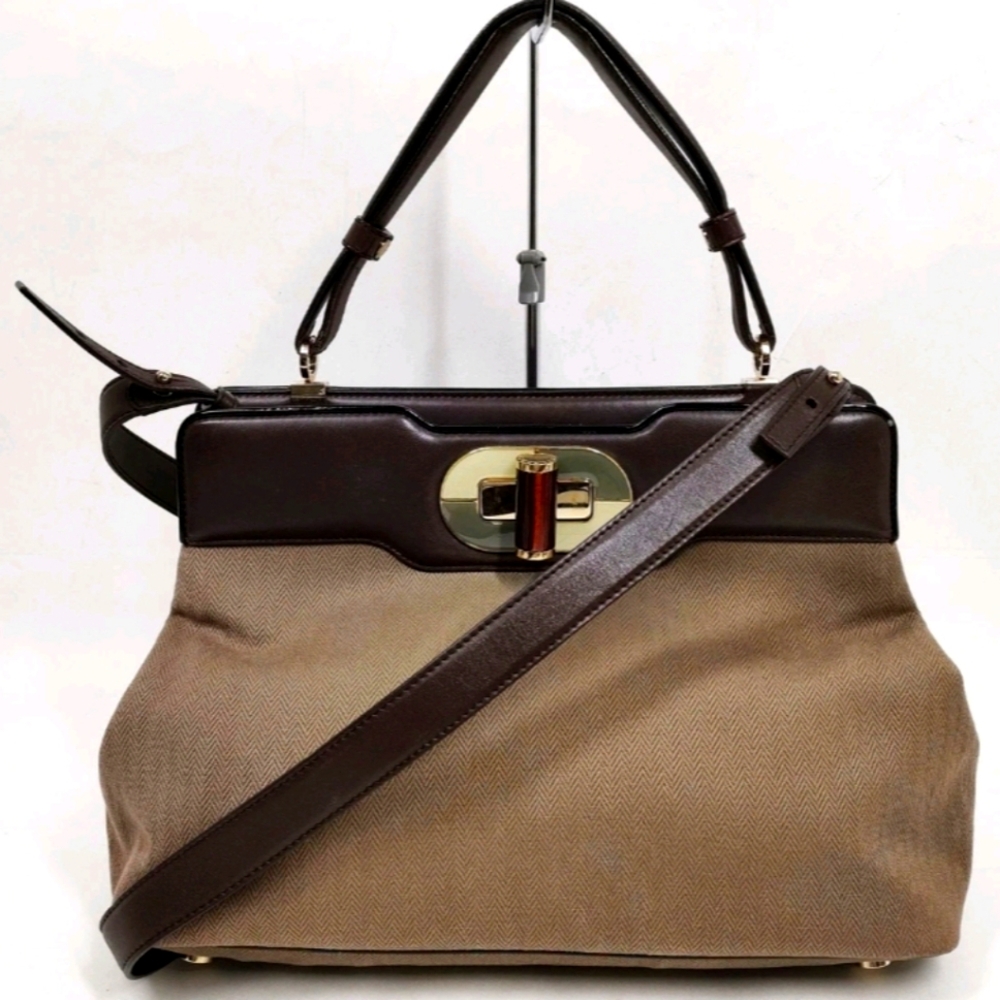 Bulgari Brown Canvas Handbag